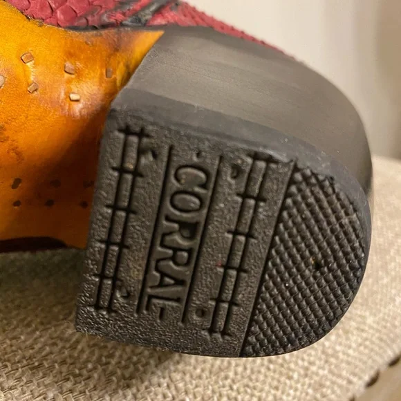 Corral Red Python Tall Top Full Exotic A4194 - Picture 12 of 13